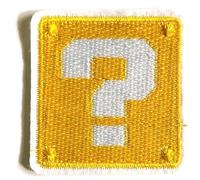 Hobbies and patch toppa termoadesiva ricamata punto domanda question Mario Luigi videogame vintage da stirare o cucire decorazione zaino felpa maglia borsa giacca jeans applique