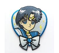 Hobbies and patch toppa termoadesiva ricamata Sailor fiocco azzurro guerriera manga stirare o cucire decorazione zaino felpa maglia borsa giacca jeans astuccio bambina