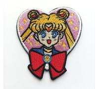 Hobbies and patch toppa termoadesiva ricamata Sailor fiocco rosso guerriera manga da stirare o cucire decorazione zaino felpa maglia borsa giacca jeans astuccio bambina