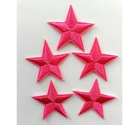 Hobbies and patch toppa termoadesiva ricamata set di 5 stelle stelline fucsia rosa da stirare o cucire decorazione zaino felpa maglia borsa giacca jeans astuccio grembiule bambina ragazza