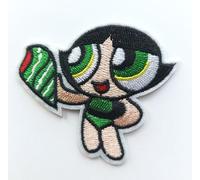 Hobbies and patch toppa termoadesiva ricamata superchicche Molly Buttercup furia verde da stirare o cucire decorazione zaino felpa maglia borsa giacca jeans grembiule adulto bambina