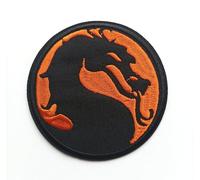 Hobbies and patch toppa termoadesiva ricamata tonda kombat logo badge drago vintage da stirare o cucire decorazione zaino felpa maglia borsa giacca jeans grembiule astuccio adulto bambino