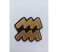 Hobbies and patch toppa termoadesiva segno zodiacale Acquario Aquarius zodiaco astrologia oroscopo dorato da stirare o cucire decorazione zaino felpa maglia borsa giacca jeans giubba