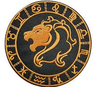 Hobbies and patch toppa termoadesiva segno zodiacale Leone Leo zodiaco cavalieri oroscopo dorato da stirare o cucire decorazione zaino felpa maglia borsa giacca jeans tonda