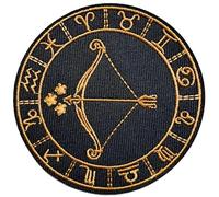 Hobbies and patch toppa termoadesiva segno zodiacale Sagittario Sagittarius zodiaco cavalieri oroscopo dorato da stirare o cucire decorazione zaino felpa maglia borsa giacca jeans tonda