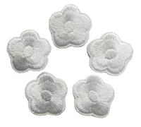Hobbies and patch toppa termoadesiva set 5 fiorellini bianchi fiori bianco margherite colorate petali lotto bambina ragazza da stirare o cucire decorazione zaino felpa borsa giacca jeans grembiule