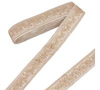 HOBBIESAY 1,57 pollici 7,5 Yards Poliestere Jacquard Fiore Nastro Oro Bianco Ricamato Pizzo Trim Nastri Stile Etnico per Cucire Abbigliamento Home Decor Wedding Bag Cinghie Accessori Abbigliamento