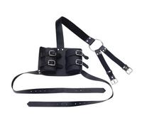 HOBBIESAY 1 pz medievale vichingo doppia spada posteriore spalla rana spada nera imbracatura posteriore regolabile spade fondina in ecopelle spade guaina cinturino per costume cosplay LARP fai da te
