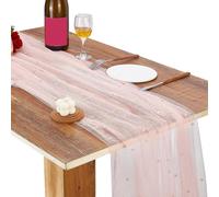 HOBBIESAY 1 runner da tavola con perle da 4,7 m, in tulle, stile bohémien, lunghezza 540 cm, stile rustico, centrotavola per archi di nozze, feste di compleanno, velo da sposa, decorazioni per baby