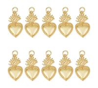 HOBBIESAY 10 Pz Ciondoli a Cuore Sacro in Ottone Dorato con Anelli di Salto a Forma di Amore per Creazione di Gioielli Fai Da Te