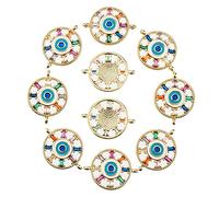 HOBBIESAY 10 Pz Ciondoli Connettore Occhio Colorato Occhio Rotondo Ciondolo Distanziatore Perline Zirconia Cubica Ciondoli Smalto Collegamenti Accessori per Gioielli Bracciali Collane DIY