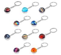 HOBBIESAY 10 Stile Pianeta Tema Lega Portachiavi Universo Luminoso Portachiavi Celeste Porta Chiavi Doppio Lato Sfera di Vetro Portachiavi Galaxy Chiave Charms Appassionati Spazio Regali, Colori