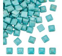 HOBBIESAY 100 cabochon quadrati turchesi retro piatto cabochon con pietre preziose senza fori perline di pietra 8 mm naturale cabochon blu turchese scuro
