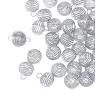 HOBBIESAY 100 pz Ciondolo Gabbia Placcato Argento Spirale Perlina Gabbia Ciondolo Gabbia Vuota Lanterna Rotonda Supporto in Pietra di Cristallo Amuleto Collana per Gioielli Portachiavi Creazione