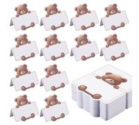 HOBBIESAY 100 segnaposto a forma di orso per doccia, nome modificabile, per sesso, orso neutro, per primo compleanno, tavolo, tenda, nome, per rivelare il sesso, feste, tavolo, forniture 8,6 x 8,6 cm
