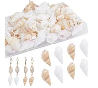 HOBBIESAY 120 ciondoli a forma di conchiglia naturale, 2 stili, a spirale, conchiglie oceaniche, piccoli ciondoli a forma di conchiglia marina e spiaggia, 10 m, filo di nylon per la creazione di