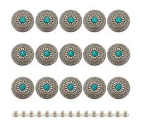 HOBBIESAY 15 Pezzi 12mm blu margherita Fibbia Decorativa Con Tappo A ViteRotondo Vintage Artificiale Turchese Bottoni Per Borsa Fai Da Te Artigianato In Pelle Accessori Foro:2.3mm