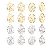 HOBBIESAY 16 x 2 colori della Madonna Vergine Maria Charms 17,5 x 13,5 mm Ovale con ciondoli Vergine Maria Medaglia Italiana Ciondolo per la fabbricazione di gioielli o fai da te, foro: 1,5 mm