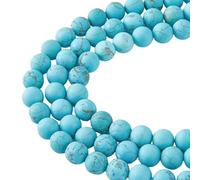 HOBBIESAY 189 perline di howlite naturali turchesi da 6 mm, 3 fili, rotonde, per la guarigione dell'energia, perle di pietra naturale, per gioielli, orecchini, bracciali fai da te