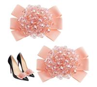 HOBBIESAY 2 clip per scarpe decorative con strass, eleganti clip per scarpe con fiocco staccabile, accessori per donne, matrimoni, balli scolastici, feste, tacchi alti, accessori, Poliestere