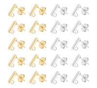 HOBBIESAY 2 colori 20 pezzi orecchini rettangolari attacchi dorati orecchini orecchini in acciaio inox con dadi auricolari e chiusure per la produzione di orecchini fai da te