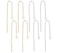 HOBBIESAY 2 colori 8 pezzi orecchini a filo in acciaio inox orecchini filo per le donne oro argento catena filo orecchini per gioielli fai da te fare regali di Natale