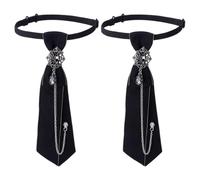HOBBIESAY 2 papillon nero da donna pre-legato per uomo papillon regolabile con strass accessori per il collo per feste, cerimonie di laurea, chiese