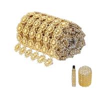 HOBBIESAY 2 yard Strass Mesh Tessuto Oro Metallo Strass Strass Tessuto Glitter Argento Nastro Bling Diamond Wrap Nastro Glitter per Abbigliamento Borse Fai da Te Decorazione