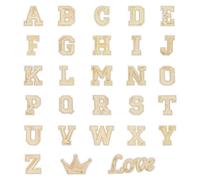 HOBBIESAY 26 toppe dorate con paillettes a forma di lettere dell'alfabeto, termoadesive da applicare con ferro da stiro, lettere dalla A alla Z, con corona e amore, da cucire, per decorare vestiti,