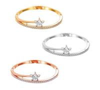 HOBBIESAY 3 pezzi delicato braccialetto a stella per donna strass stella bracciale boho gioielli set elegante lega di metallo cerniera bracciale 3 colori donna gioielli regalo 1,87 x 2,25 pollici