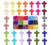 HOBBIESAY 300 perline in acrilico a forma di croce, 15 colori, perline sfuse distanziatrici per la creazione di gioielli, foro: 2 mm
