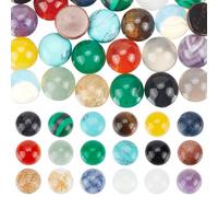 HOBBIESAY 36 pezzi 18 Stili di Cabochon Rotondo senza Foro Perline di Pietra 8mm Retro Piatto Mezza Cupola Perle di Pietra Naturale Misto Cabochon per la Produzione di Gioielli