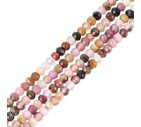 HOBBIESAY 360 pezzi 2 fili di perle di tormalina naturale sfaccettate 3 mm perline rotonde sciolte in colori misti distanziali per collane, bracciali, creazione di gioielli