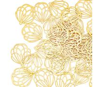 HOBBIESAY 40 Pz Vero Ciondolo Fiore Placcato Oro 18K 20.5x18mm 201 Filigrana Acciaio Inossidabile Ciondolo Metallo Inciso Abbellimenti per Gioielli Fai da Te Bracciale Collana Orecchini Accessori