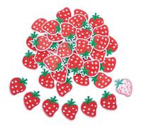 HOBBIESAY 40 toppe a forma di fragola, da applicare con ferro da stiro, da cucire, ricamate, 3,3 x 4,3 cm, mini toppe per riparazione frutta, rosse, per vestiti, cappelli, borse, artigianato fai da te