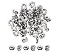 HOBBIESAY 50 perline distanziali tibetane piatte rotonde, in metallo, 7,5 mm, stile retrò, allentate, argento antico, per la creazione di gioielli, foro: 2,5 3 mm