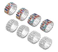 HOBBIESAY 8 anelli elastici con strass alla moda anelli impilabili alla moda a fascia larga set di anelli per pollice anelli per mignoli forniture per donne festa di compleanno decorazione fai da te