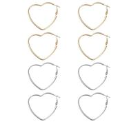 HOBBIESAY 8 orecchini a cerchio a forma di cuore in 2 colori geometrici aperti a metà cerchio orecchini alla moda set orecchini leggeri gioielli regali per le donne, Zinco