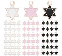 HOBBIESAY 90 pezzi, 3 colori, ciondolo a forma di stella di David, 16,5 x 12 mm, piccola stella ebrea, ciondolo esagramma, stelle a sei punte, per la creazione di gioielli, foro: 1,6 mm