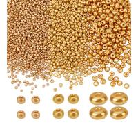 HOBBIESAY Circa 3960Pcs 3 Dimensioni Dorato Perline di Vetro 2-4mm Pony Seme Perline Piccolo Rotondo Distanziale Sciolto ceca Perline Artigianato Perline per Bracciali fai da te Collane Gioielli Fare