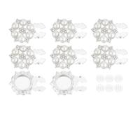 HOBBIESAY Copri bottoni con strass, 2,8 x 2,5 x 1,4 cm, con perle finte, fiore argentato, clip in ottone, gemelli per maniche per camicie, vestiti, cappelli, decorazioni, 28mm, Ottone, Zirconia
