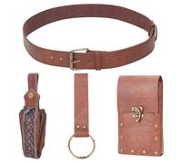 HOBBIESAY Pochette per cintura rinascimentale Cosplay marrone in finta pelle Set di cinture vintage medievali per uomini e donne, accessorio per costume di Halloween per festa di cosplay