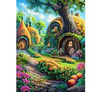 Hobbit Cottage in Forest Garden Puzzle 1000 Pezzi Van Gogh Per Amanti Dell'arte Mitos Cuento De Hadas Cartone Rigido Anti Riflesso Notte Stellata Per Decorazione Soggiorno Qualità Museale Top Vendita