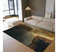 HOBBOY 50x80cm Tappeto d'area Moderno paesaggistico antisciobo Tappeti da ufficio lavabili Tappeto naturale Golden Sunset Mountain Lake Albero sottile per soggiorno Camera da letto