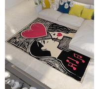 HOBBOY Coppia romantica: tappeto sottile con cuore e note musicali amore moderno arte tappeti 50 x 80 cm per soggiorno camera da letto cucina decorazione antiscivolo del pavimento