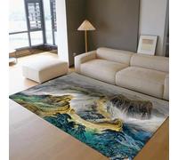 HOBBOY Maestosa Grande Muraglia di benvenuto Tappetini Foresta Blu e Verde Stampa Sottile 50 x 80 cm Arte tradizionale cinese per il soggiorno