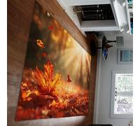 HOBBOY Paesaggio autunnale Tappeti Tramonto Sole Foglia caduta Modello Pavimento sottile Tappeto per soggiorno Camera da letto Cucina Ingresso 160 x 220 cm