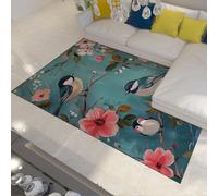 HOBBOY Romanticismo Area Tappeti Orientale Floreale e Stampa di Uccelli Tappeto sottile per soggiorno Camera da letto Cucina Corridoio Antiscivolo Lavabile 50 x 80 cm