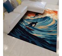 HOBBOY Scena di surf Tappeti da cucina Onda colorata Sport all'aria aperta Tema Tappeto a pelo corto per sala giochi Lavanderia Ingresso corridoio 160 x 200 cm