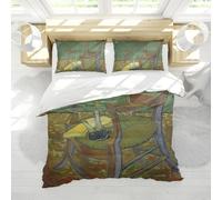 HOBBOY Set di copripiumini per biancheria da letto verde La sedia di Gauguin ha stampato il copripiumino con cerniera 4 cravatte 2 federe Set di biancheria da letto durevoli 3 pezzi 155x220 cm
